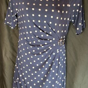 Jessica Howard Navy and White Polka Dot Midi Dress